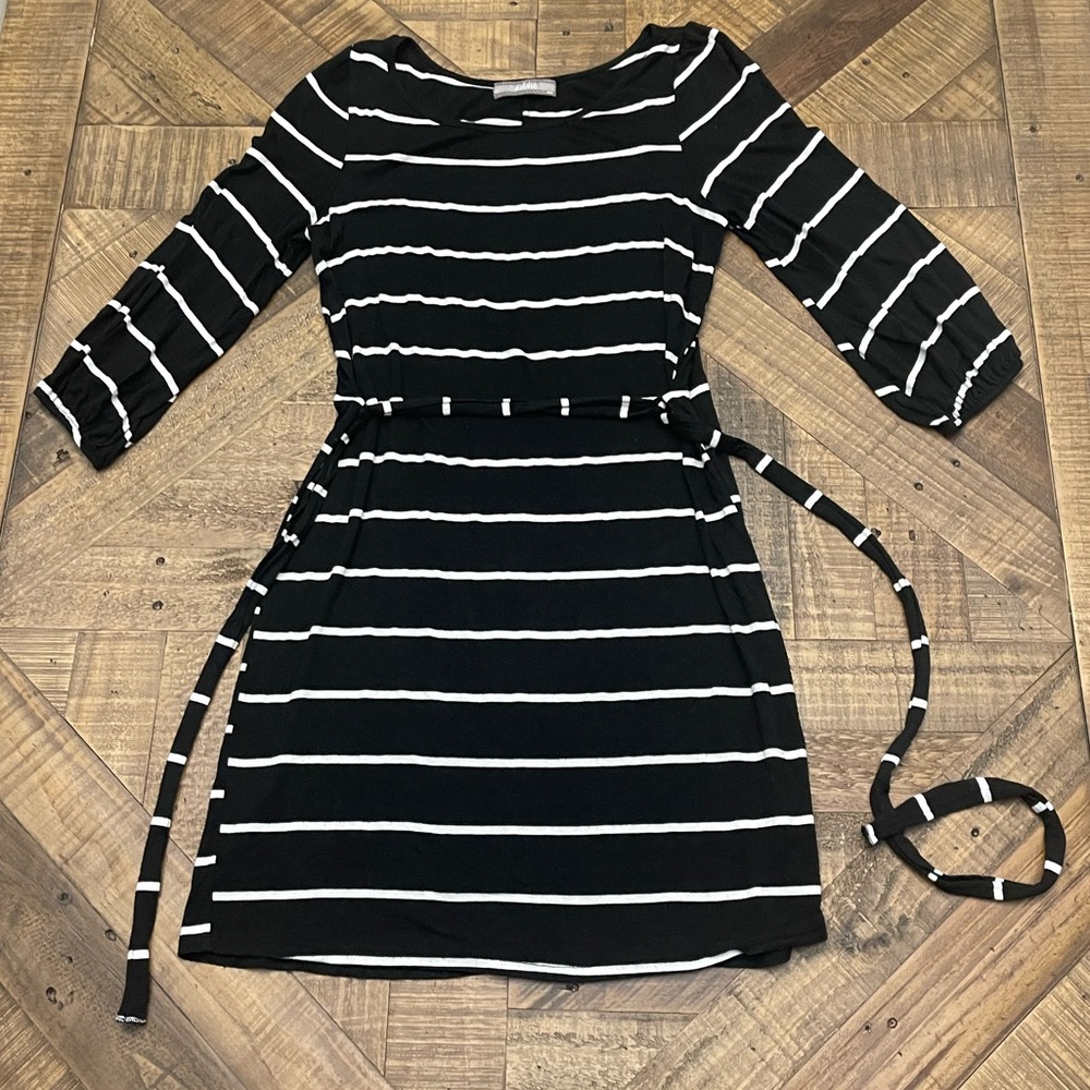 Black and White Striped Mini Dress